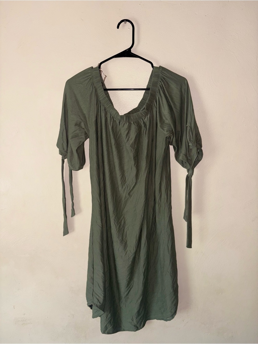 Derek Heart Olive Green Midi Dress with Tie Sleeves
